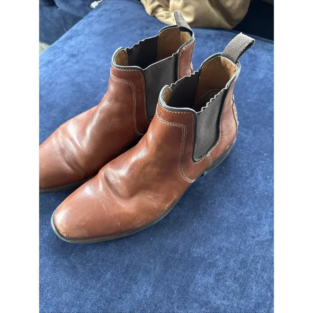 Johnston Murphy Mens 9M Brown Leather Boots Elastic Ankle SKU: 15483 Shoes